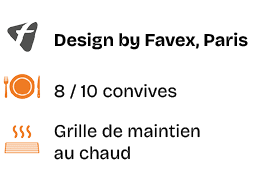 ￼,Design by Favex, Paris,￼,8 / 10 convives,￼,Grille de maintien au chaud