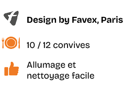 ￼,Design by Favex, Paris,￼,10 / 12 convives,￼,Allumage et nettoyage facile