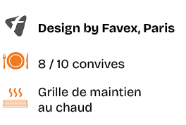 ￼,Design by Favex, Paris,￼,8 / 10 convives,￼,Grille de maintien au chaud