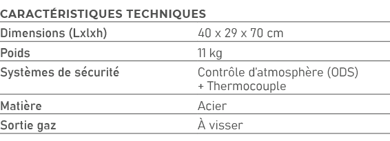 Caract ristiques techniques,Dimensions (Lxlxh),40 x 29 x 70 cm,Poids,11 kg,Syst mes de s curit ,Contr le d’atmosph r...