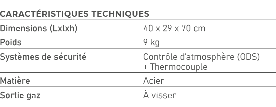 Caract ristiques techniques,Dimensions (Lxlxh),40 x 29 x 70 cm,Poids,9 kg,Syst mes de s curit ,Contr le d’atmosph re...