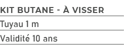 kit butane  visser,Tuyau 1 m,Validit  10 ans