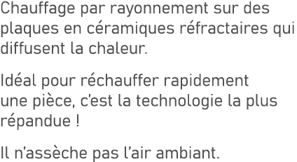 Chauffage par rayonnement sur des plaques en c ramiques r fractaires qui diffusent la chaleur. Id al pour r chauffer ...
