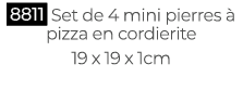 ￼ Set de 4 mini pierres  pizza en cordierite 19 x 19 x 1cm
