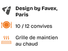 ￼,Design by Favex, Paris,￼,10 / 12 convives,￼,Grille de maintien au chaud