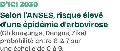 D’ici 2030 Selon l’anses, risque lev  d’une  pid mie d’arbovirose (Chikungunya, Dengue, Zika) probabilit  entre 6 & ...